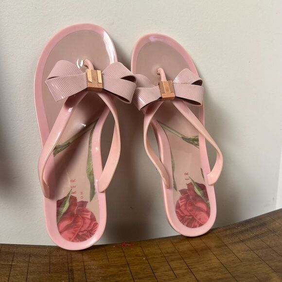Ted Baker Shoes - Ted Baker Pink Bow Flip Flops Women's UK 6 US 8 Jelly Sandals Floral